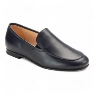 1346 - Navy Soft Leather Flat Loafer for Boy by London Kids