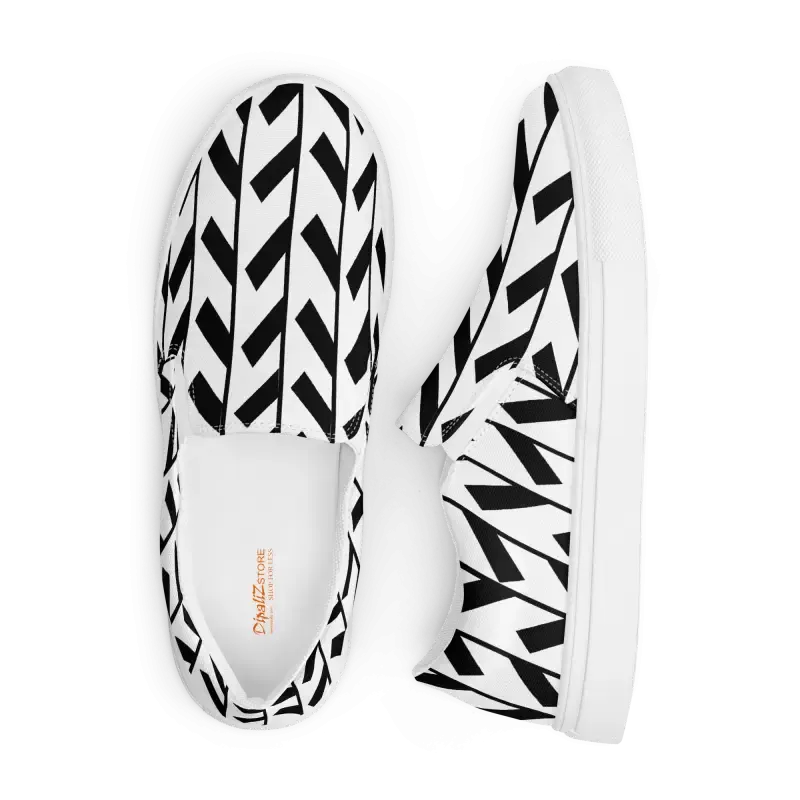 Black Pattern Men's Canvas Slip Shoes