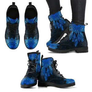 Blue Dream Catcher Mandala Women's Leather Boots