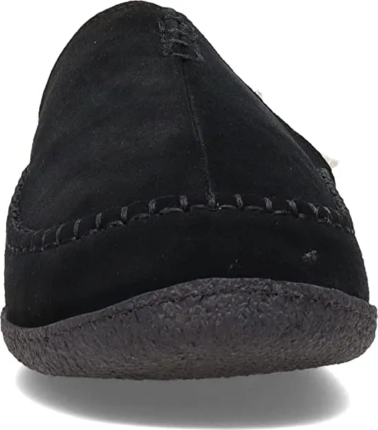 Clarks Stylish Baseball Stiching Black Plush Sherpa Lined Round Toe Suede Clogs