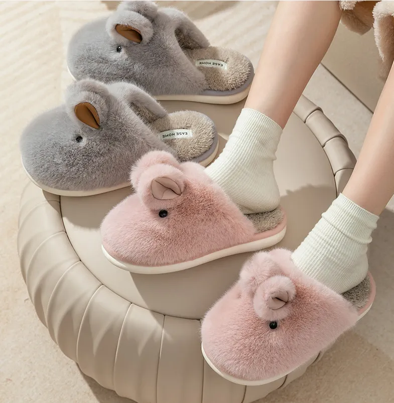 Cozy Cartoon Rabbit Fur Slippers