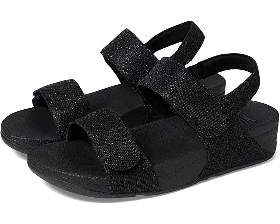 FitFlop Women's Lulu Shimmer Adjustable Back-Strap Sandals- Black