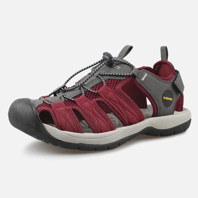 Knixmax Damen Sandalen mit geschlossener Zehenpartie Rot Wide Fit Sport Sommerschuhe (Upgrade Version)