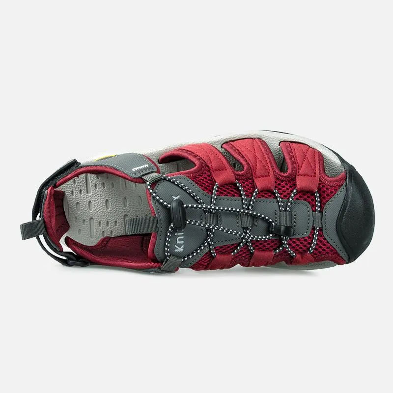 Knixmax Damen Sandalen mit geschlossener Zehenpartie Rot Wide Fit Sport Sommerschuhe (Upgrade Version)