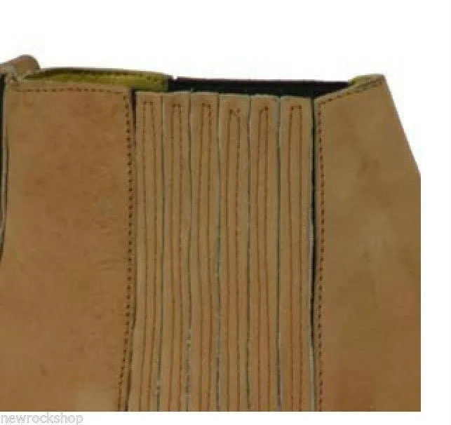 Loblan 298 Tan Beige Leather Men'S Short Boots Classic Ankle Cowboy Pointed Boot