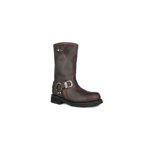 Loblan 501 Brown Waxy Leather Mens Biker Bike Boots Classic Round Toe Hand Made