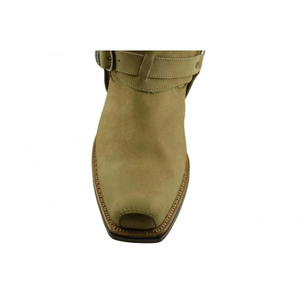 Loblan 548 Tan Beige Leather Mens Cowboy Boots Biker Square Chisel Toe Western