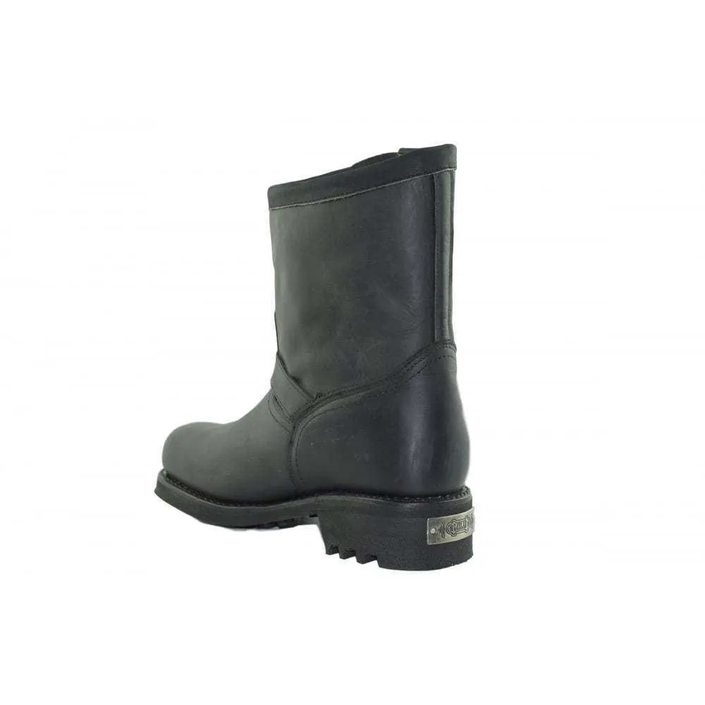 Loblan 584 Black Leather Biker Boots Original Bike Round Toe Western Boot