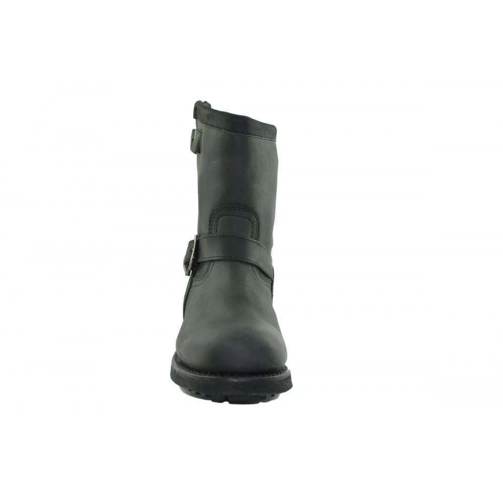 Loblan 584 Black Leather Biker Boots Original Bike Round Toe Western Boot