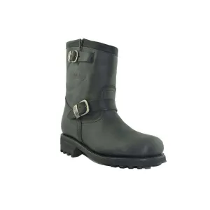Loblan 584 Black Leather Biker Boots Original Bike Round Toe Western Boot