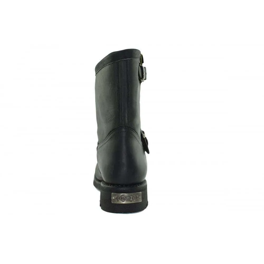 Loblan 584 Black Leather Biker Boots Original Bike Round Toe Western Boot