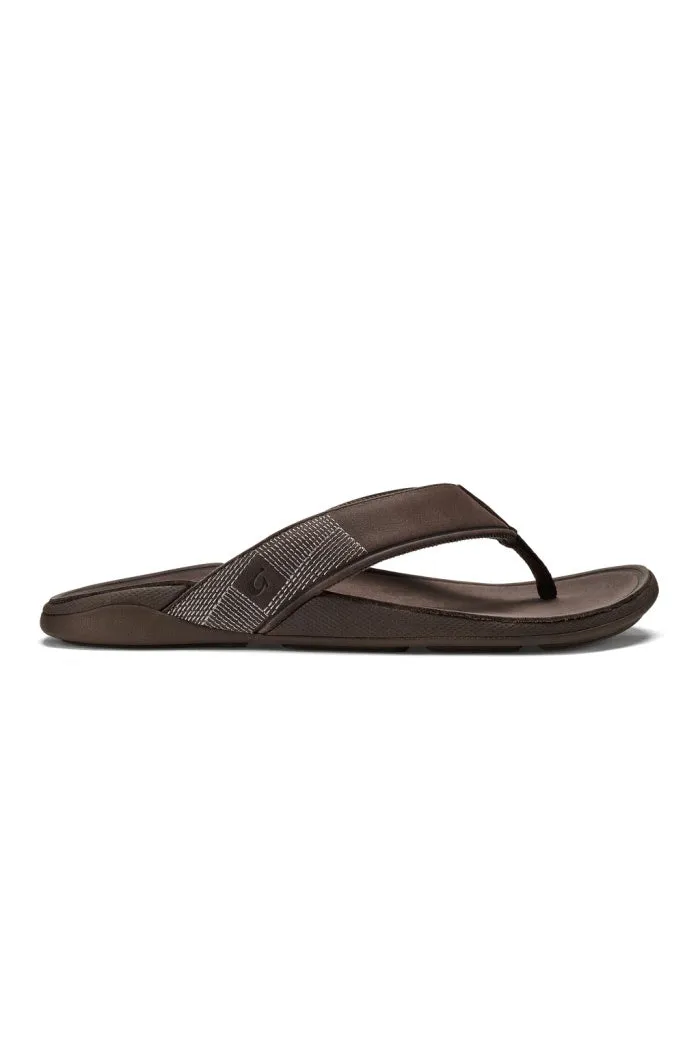 Men's Olukai Tuahine Sandals in Dark Wood/Dk Wood