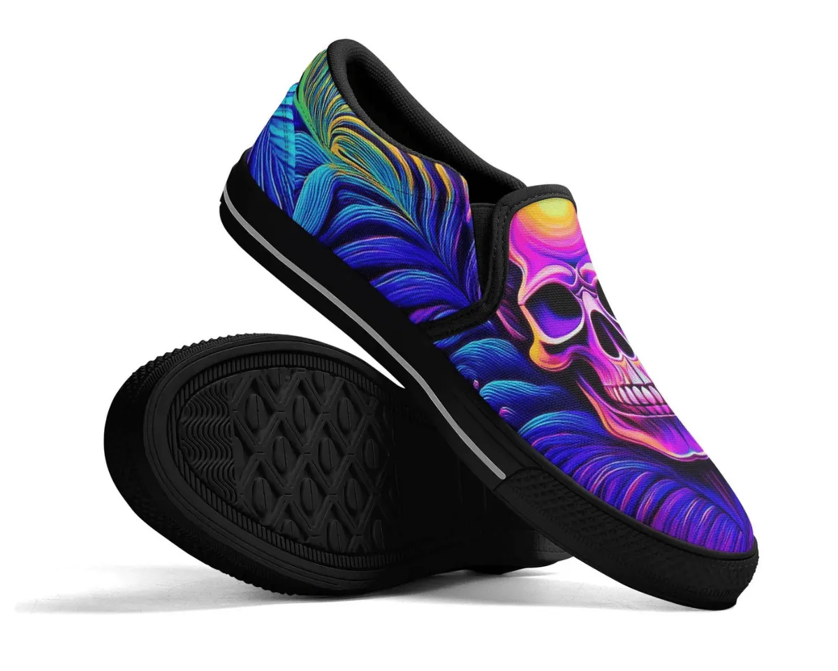 Neon Jungle Skull Slip-Ons