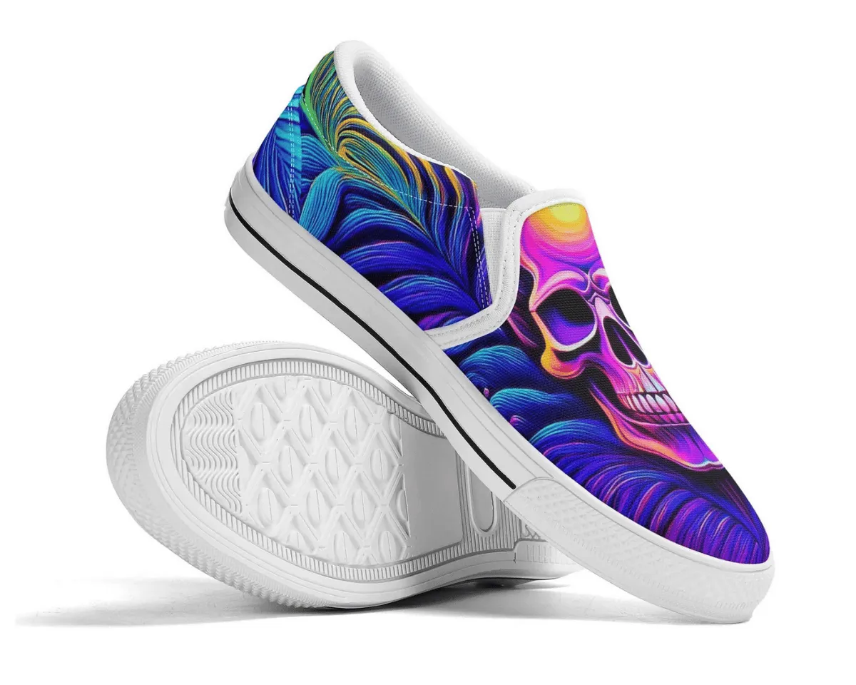 Neon Jungle Skull Slip-Ons