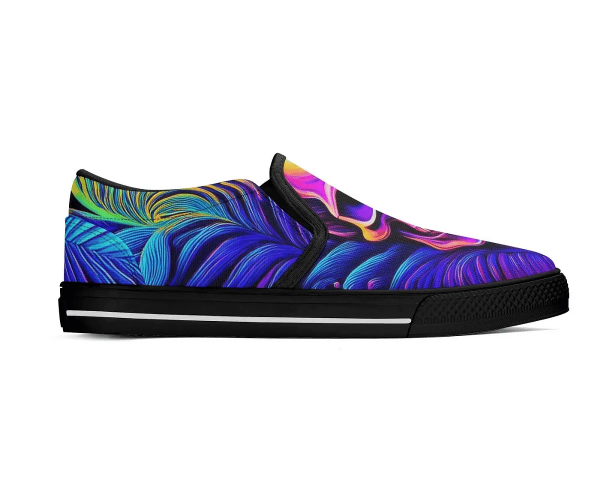 Neon Jungle Skull Slip-Ons