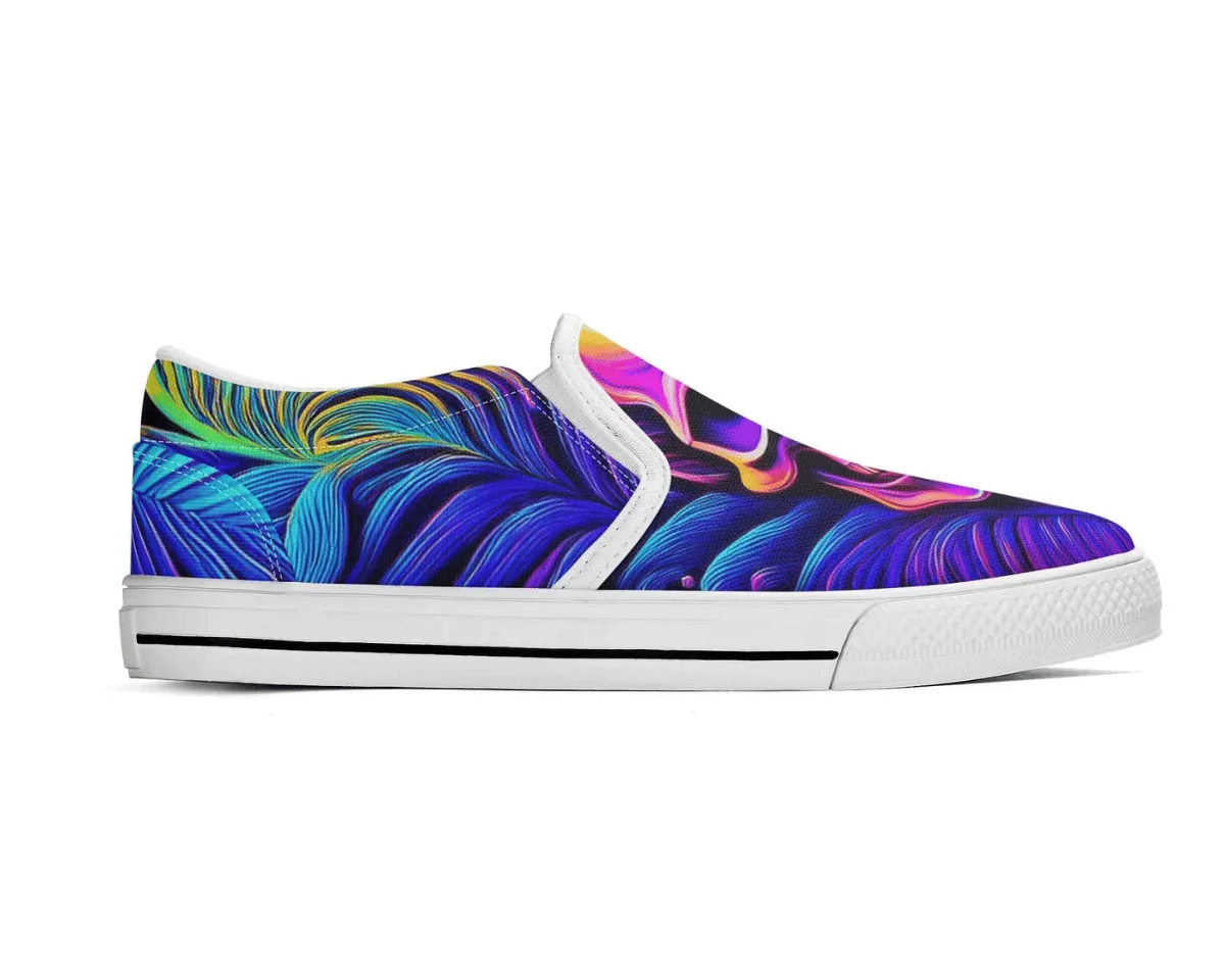 Neon Jungle Skull Slip-Ons