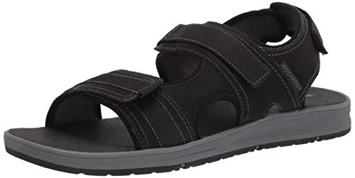Rockport Men's Lucky Bay Sport 3 Strap Sandal, Black NBK, 10.5