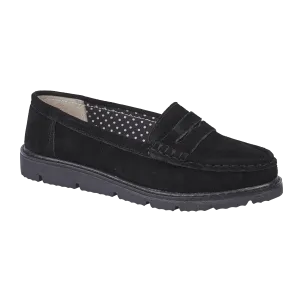 Shore Real Leather Suede Loafer - Black