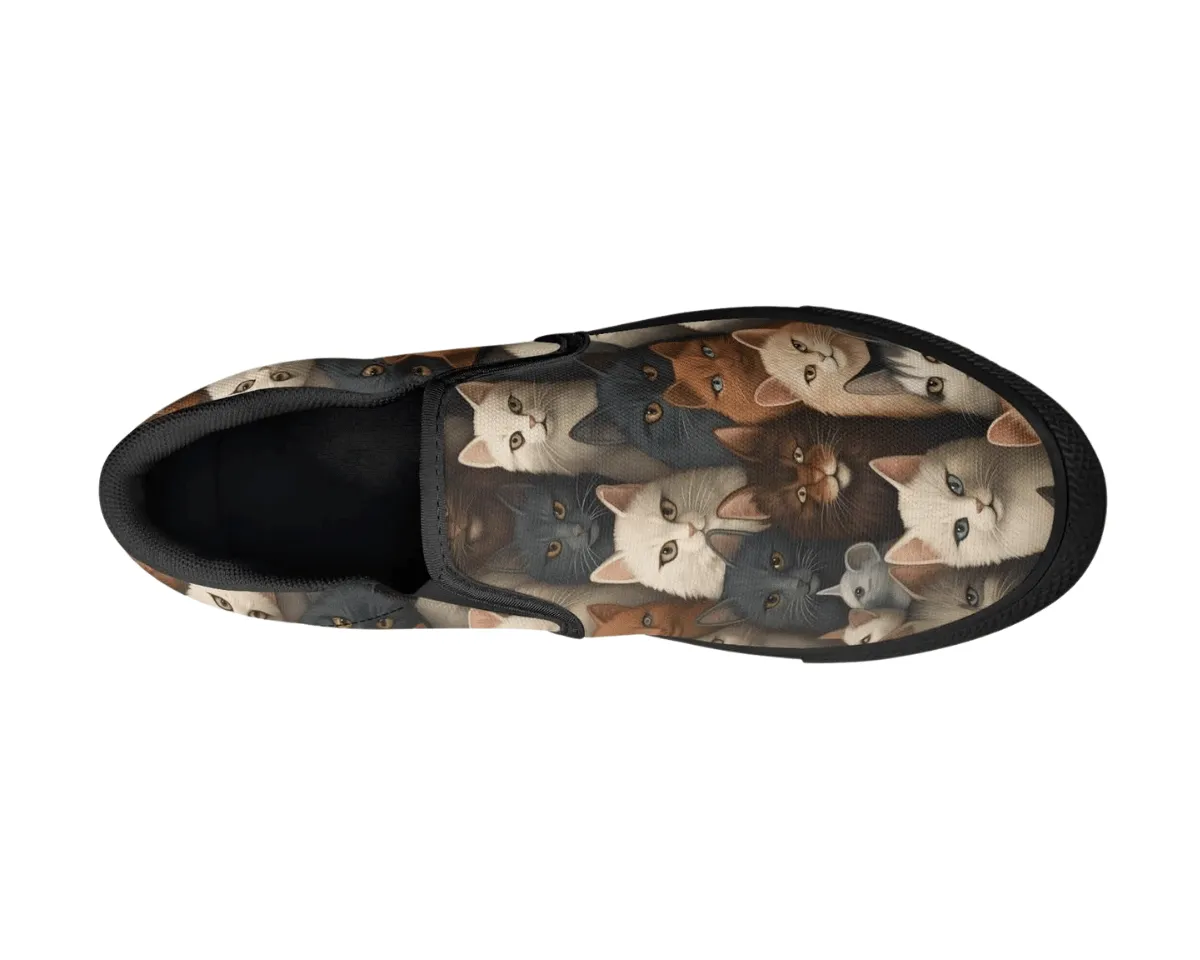 Vintage Feline Slip-Ons