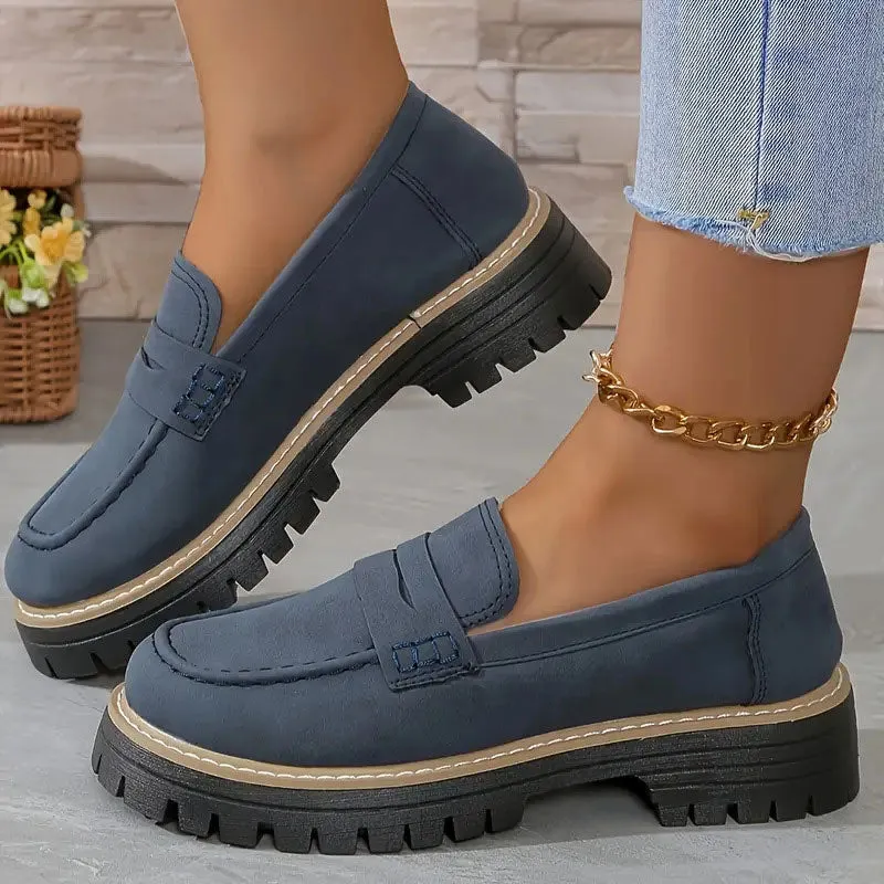 Women's Comfortable Chunky Slip On Platform Loafers