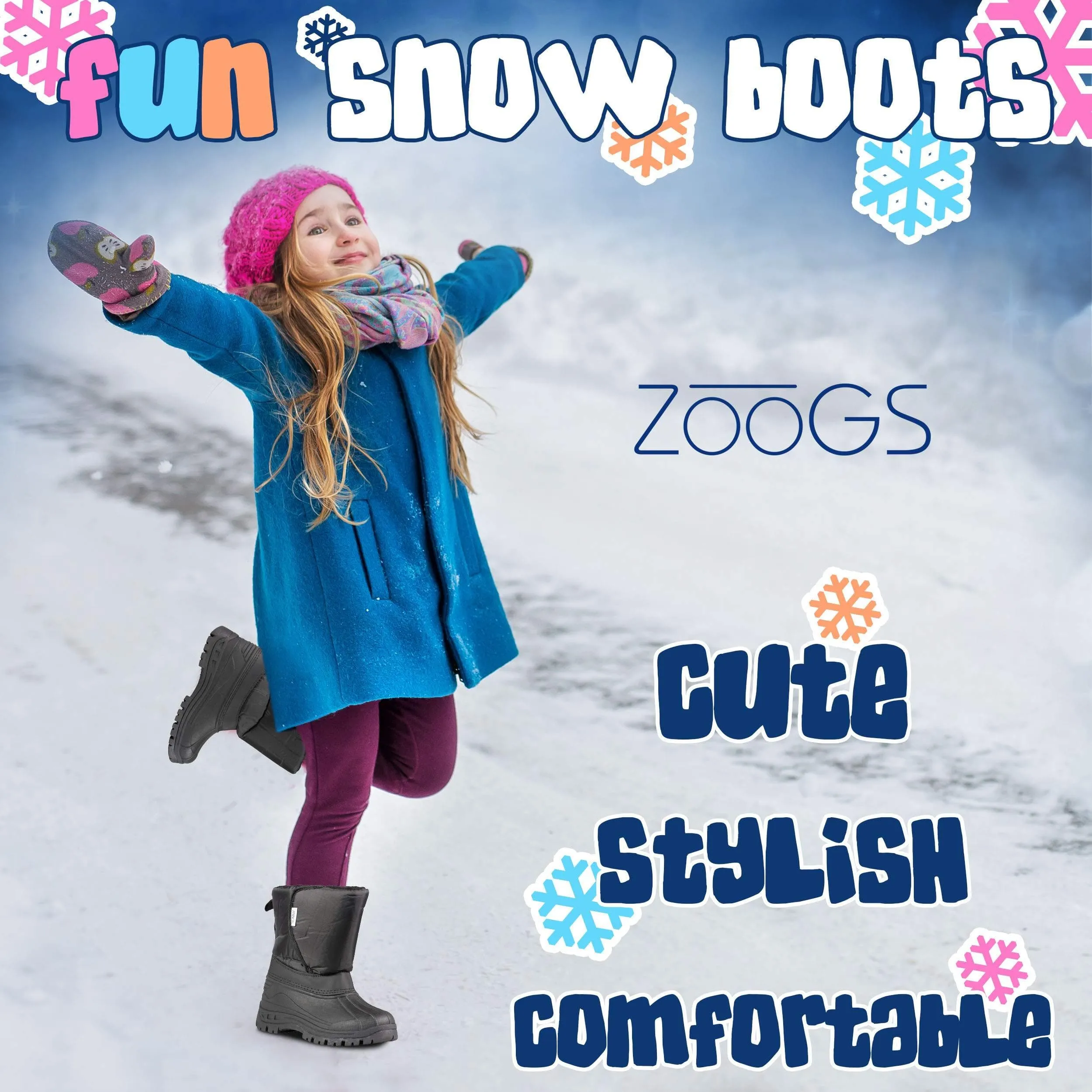 ZOOGS Kids Snow Boots for Toddlers, Boys, and Girls