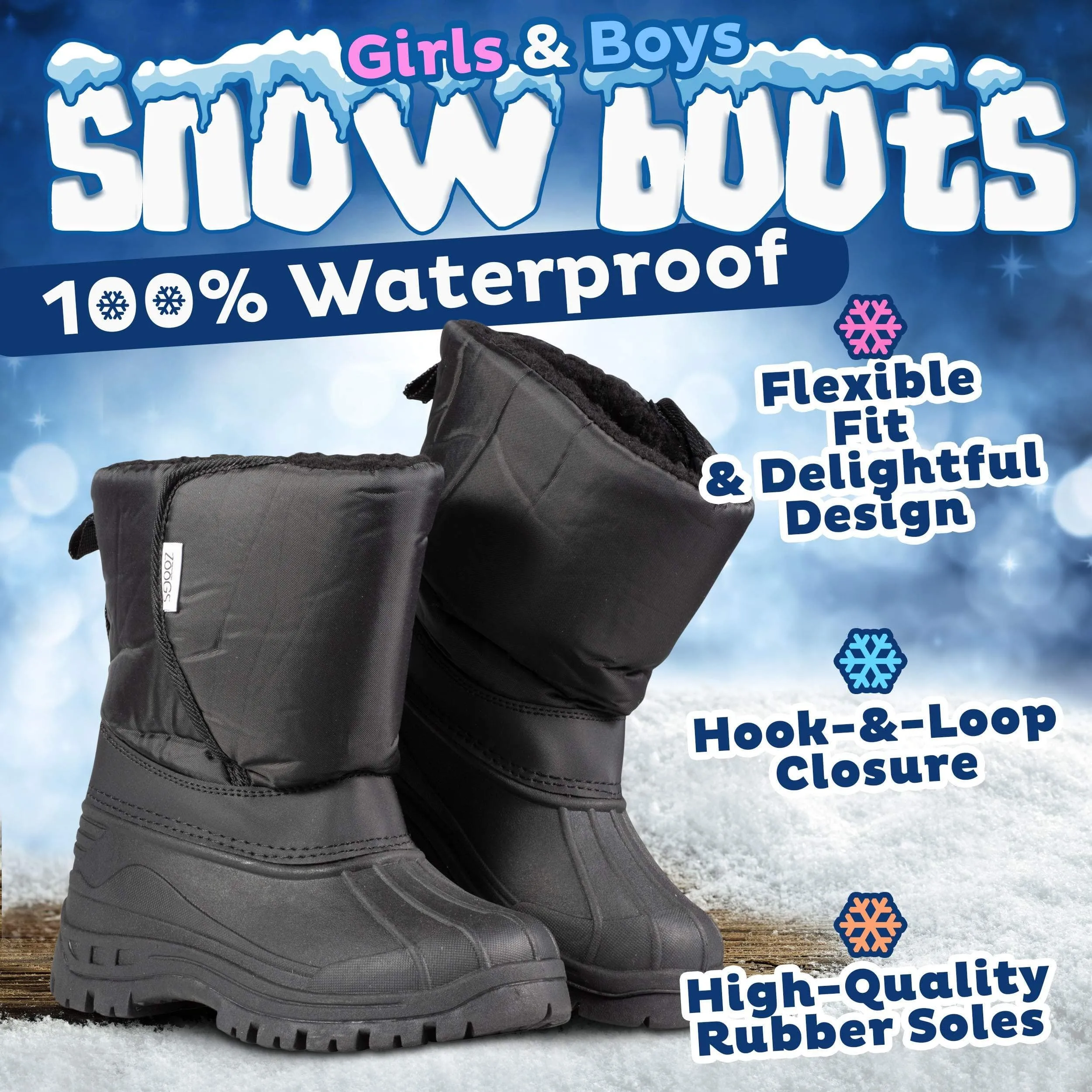 ZOOGS Kids Snow Boots for Toddlers, Boys, and Girls